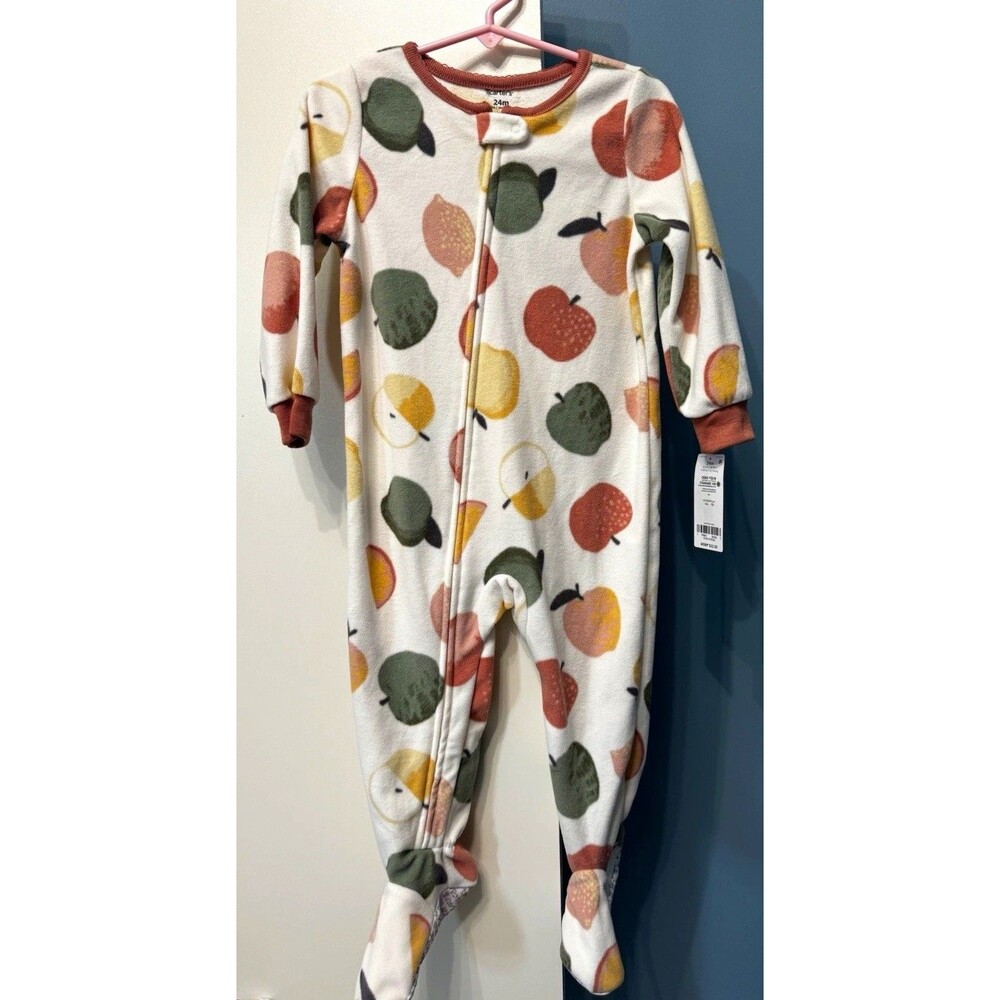 Carter's Footed Fleece One-Piece Sleeper Pajama Bodysuit Fruit Print 24M Zip